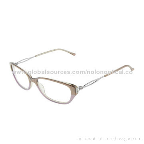 Crystal Brown Acetate Optical Frames with Metal Trim, Customized Logo is Available